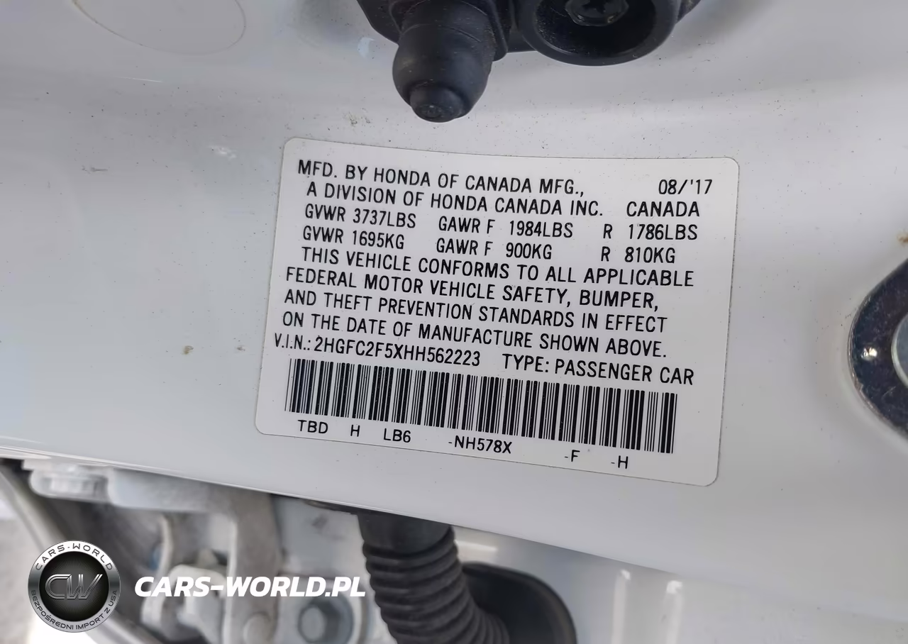 2017 Honda Civic Lx VIN:2HGFC2F5XHH562223 - 9