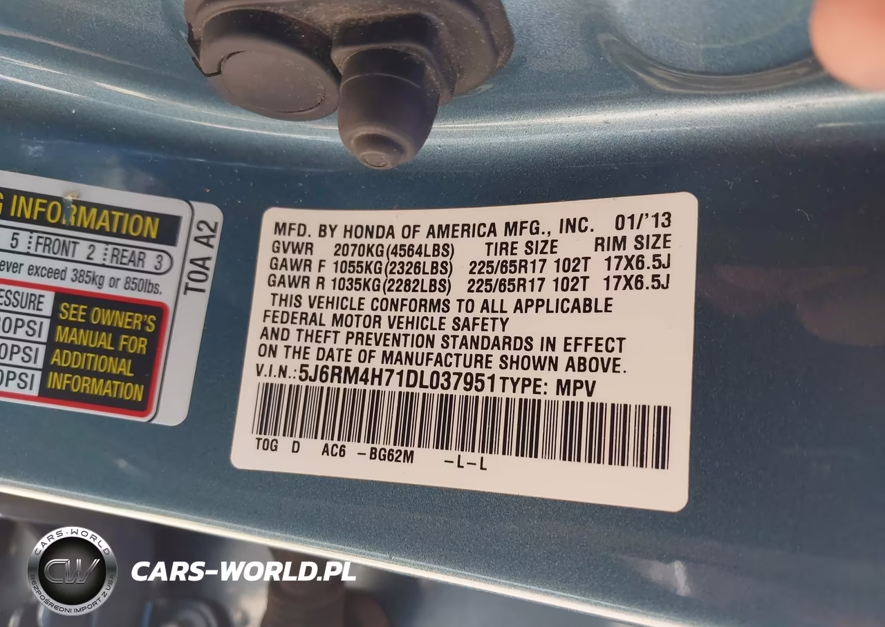 2013 Honda Cr-V Ex-L VIN:5J6RM4H71DL037951 - 9