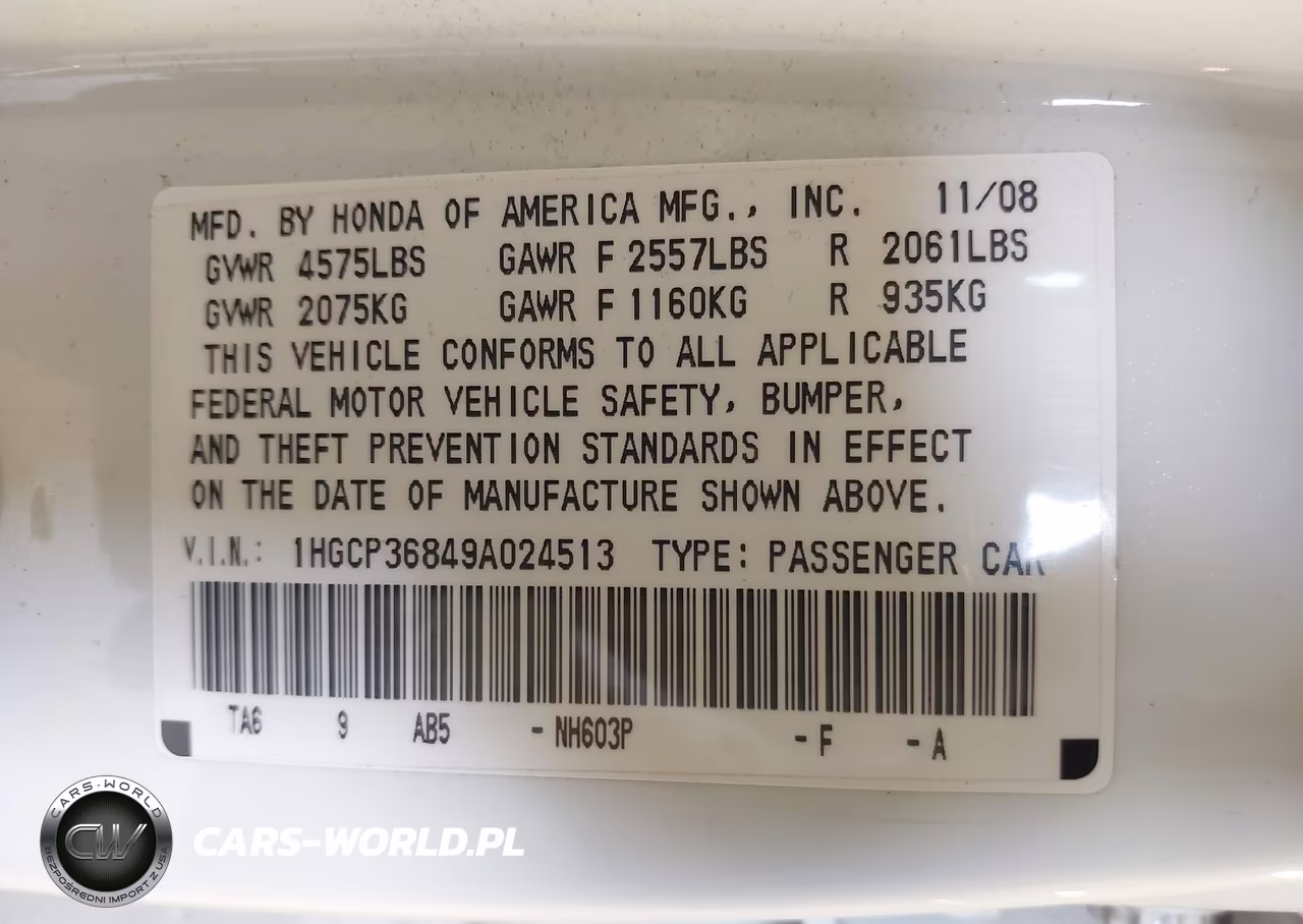 2009 Honda Accord 3.5 Ex-L VIN:1HGCP36849A024513 - 9