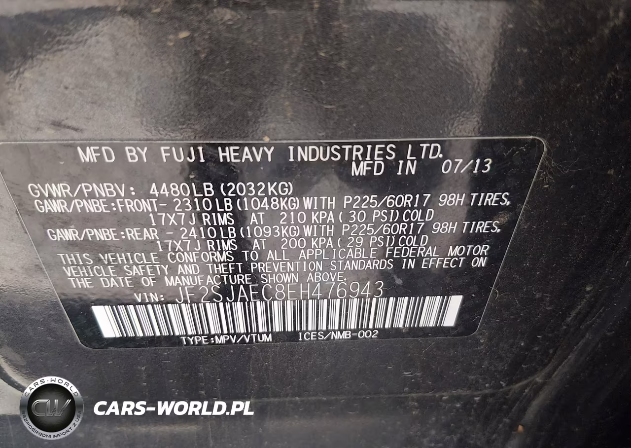 2014 Subaru Forester 2.5I Premium VIN:JF2SJAEC8EH476943 - 9