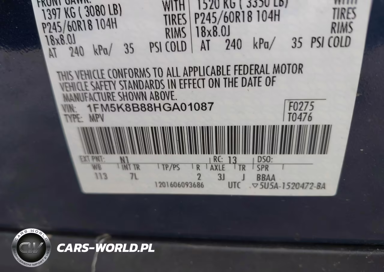 2017 Ford Explorer VIN:1FM5K8B88HGA01087 - 9