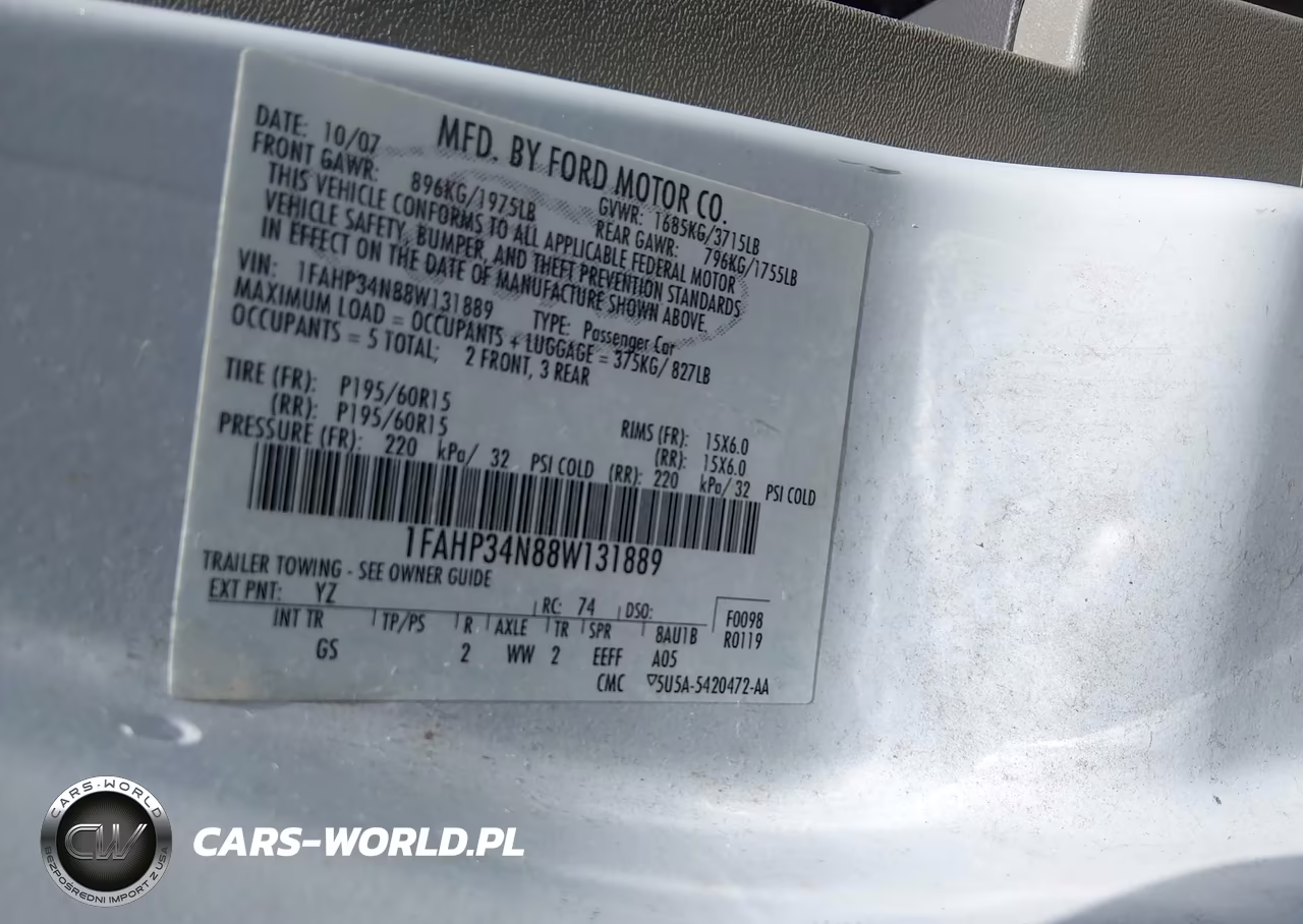 2008 Ford Focus S VIN:1FAHP34N88W131889 - 9