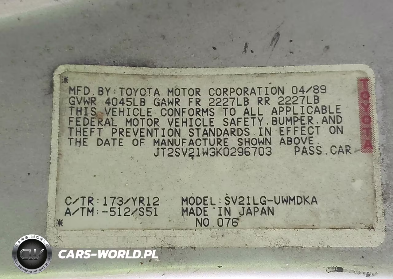 1989 Toyota Camry Dlx VIN:JT2SV21W3K0296703 - 9