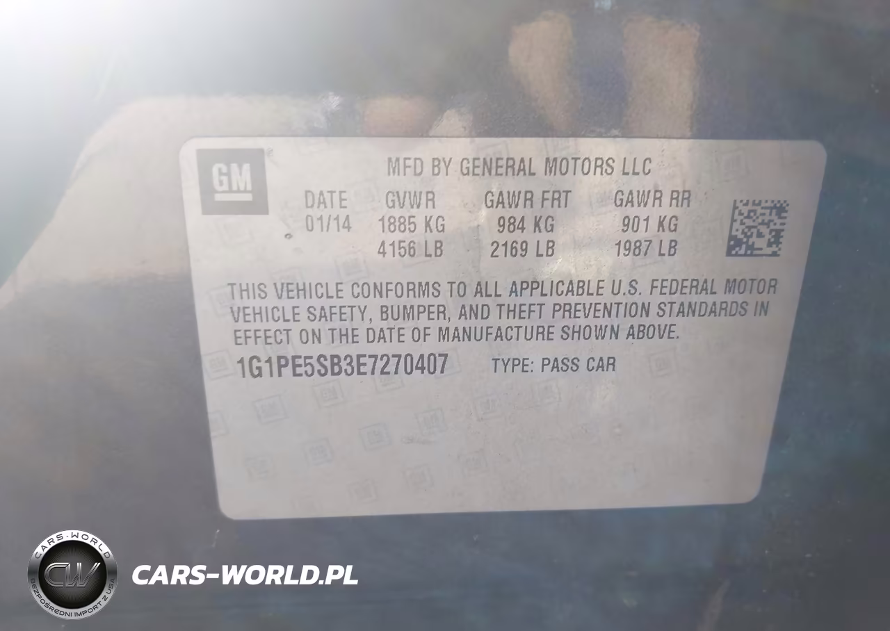 2014 Chevrolet Cruze 2Lt Auto VIN:1G1PE5SB3E7270407 - 9