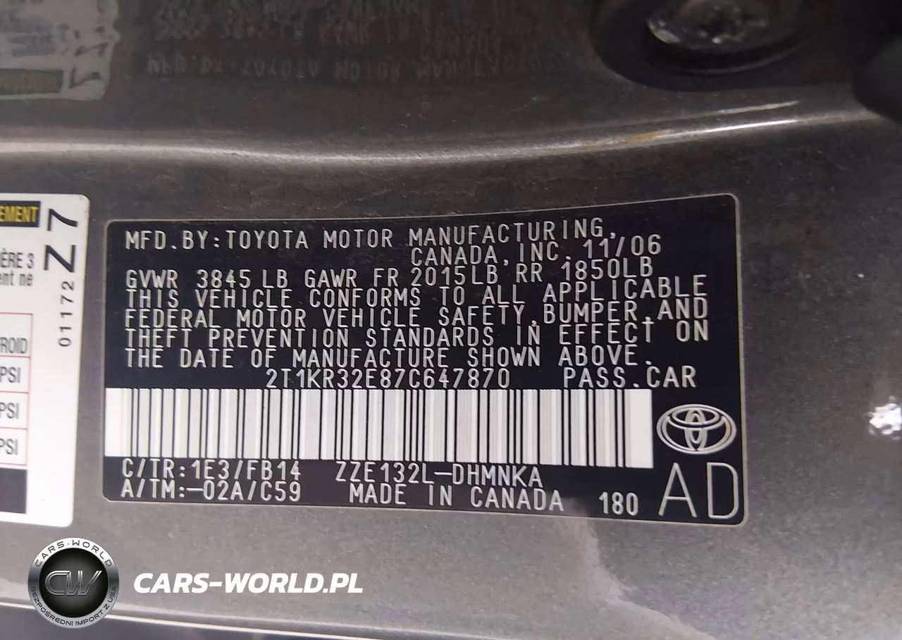 2007 Toyota Matrix Xr VIN:2T1KR32E87C647870 - 9