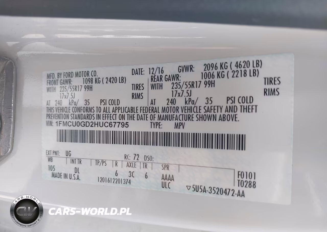 2017 Ford Escape Se VIN:1FMCU0GD2HUC67795 - 9