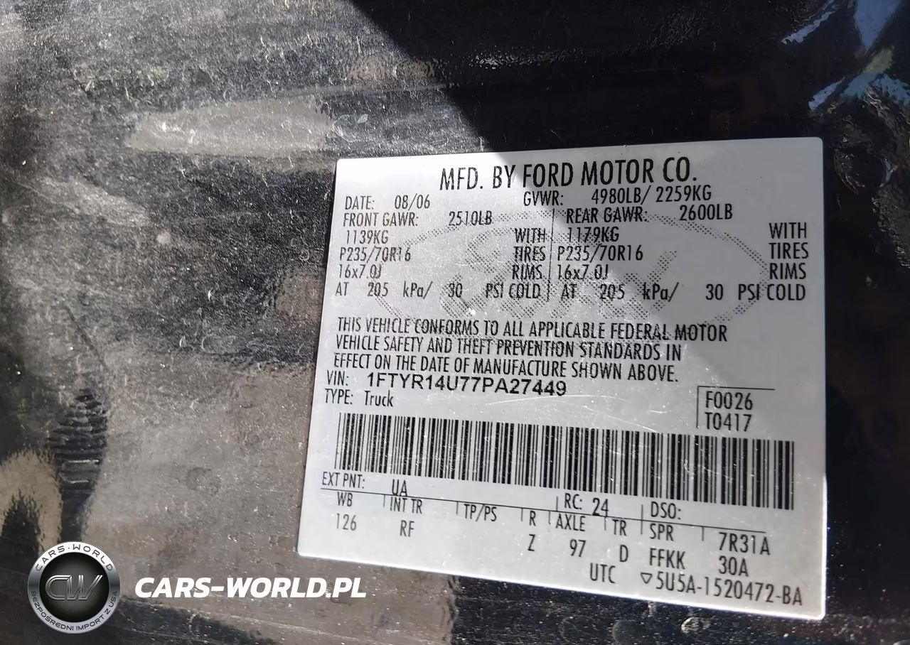 2007 Ford Ranger Sport-Stx-Xl-Xlt VIN:1FTYR14U77PA27449 - 9
