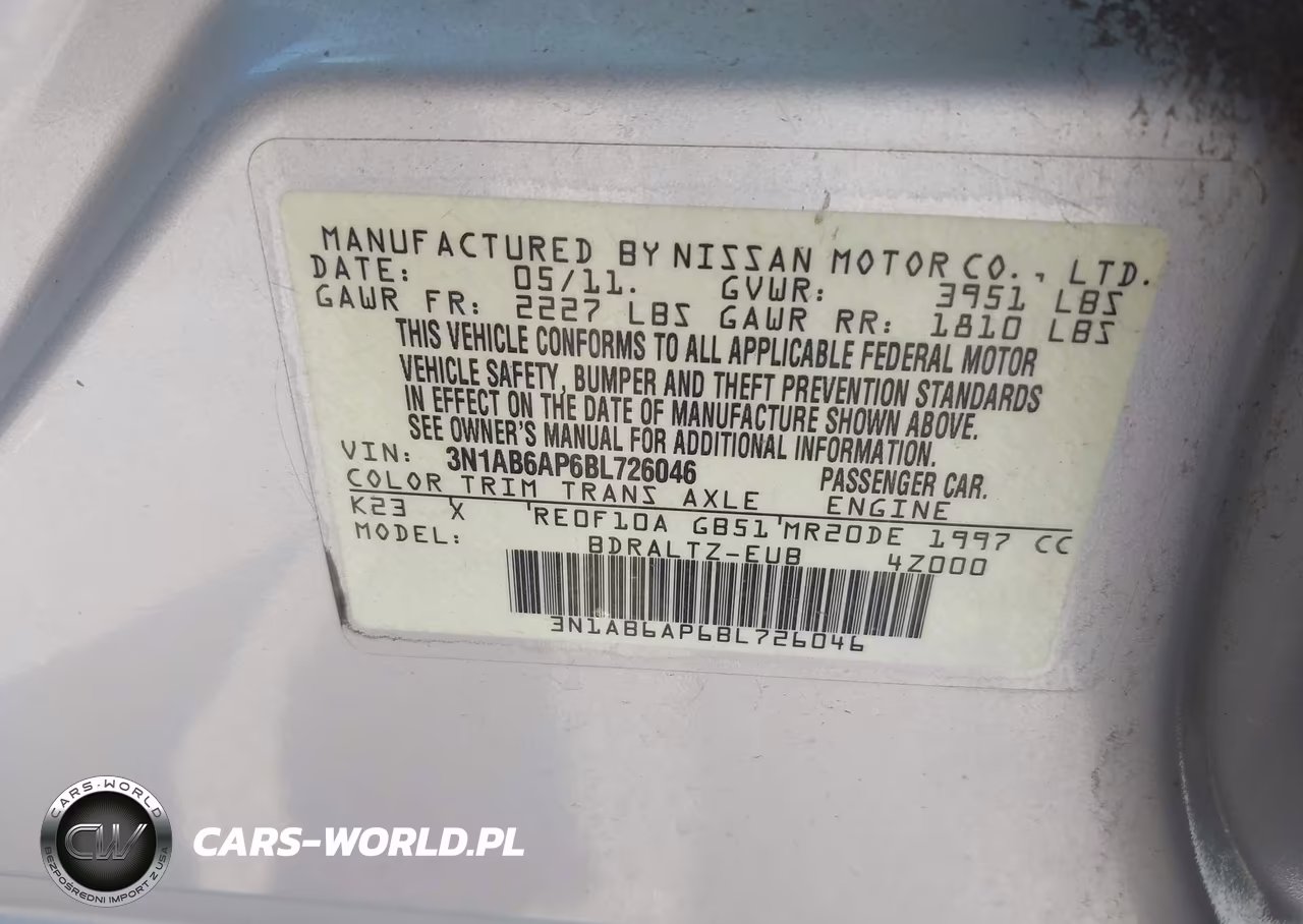 2011 Nissan Sentra 2.0S VIN:3N1AB6AP6BL726046 - 9