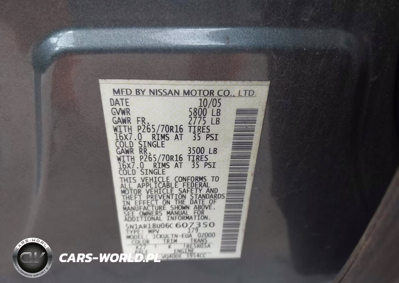 2006 Nissan Pathfinder Se VIN:5N1AR18U06C607350 - 9