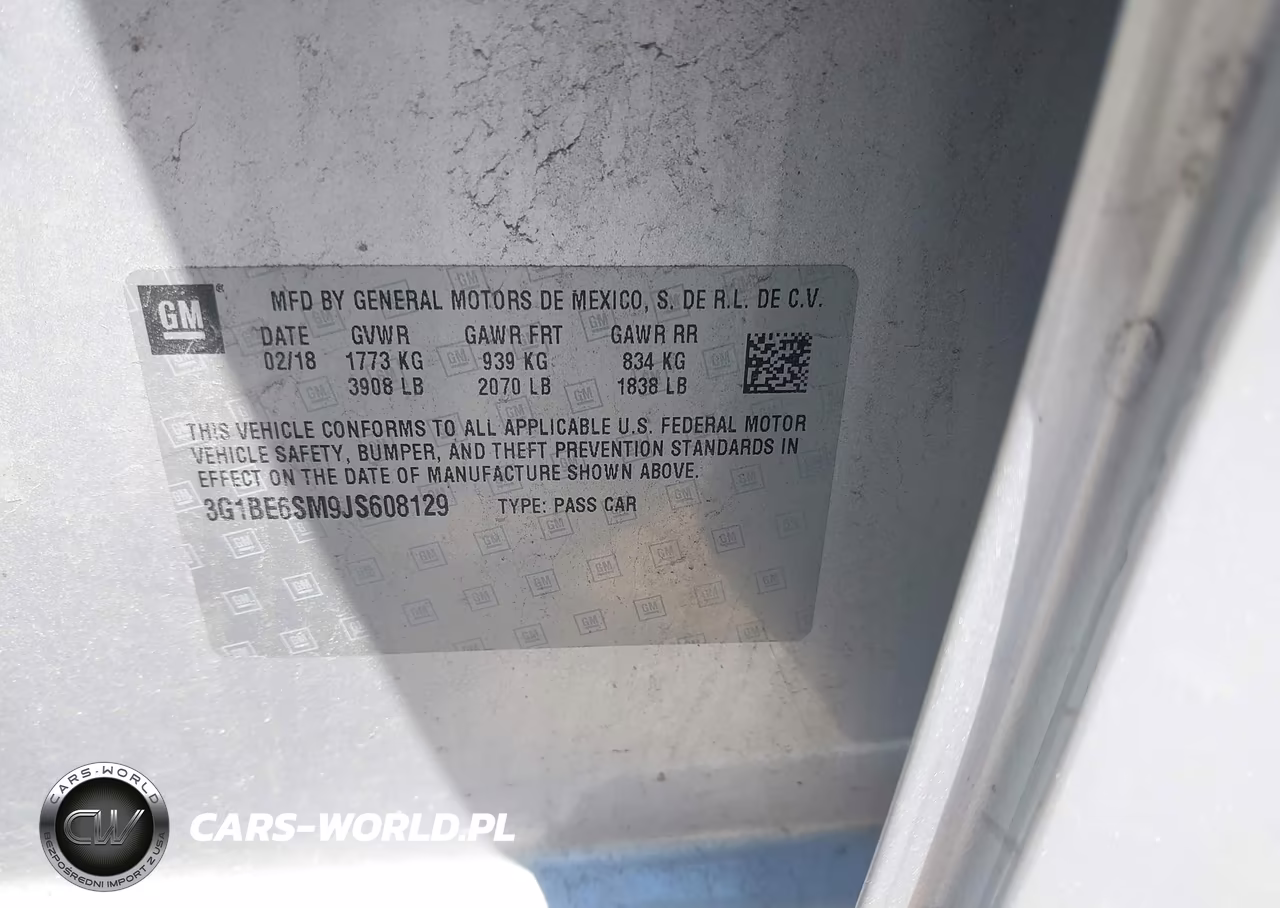2018 Chevrolet Cruze Lt Auto VIN:3G1BE6SM9JS608129 - 9