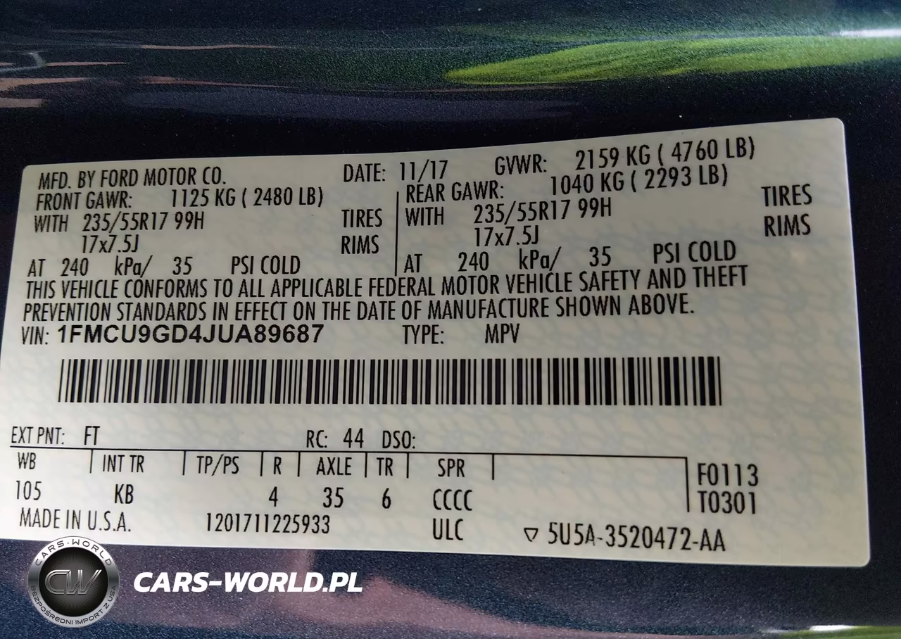 2018 Ford Escape Se VIN:1FMCU9GD4JUA89687 - 9