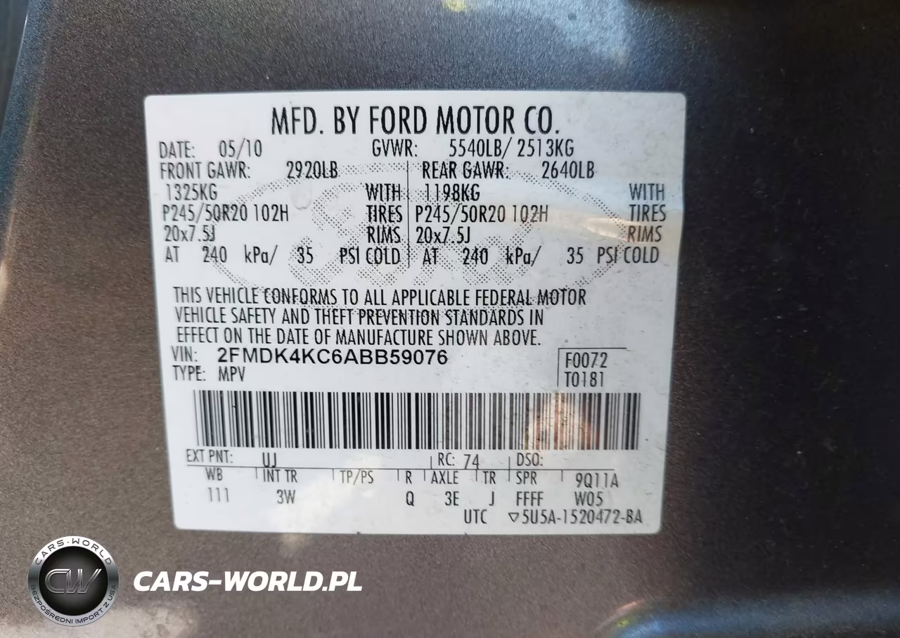 2010 Ford Edge Limited VIN:2FMDK4KC6ABB59076 - 9