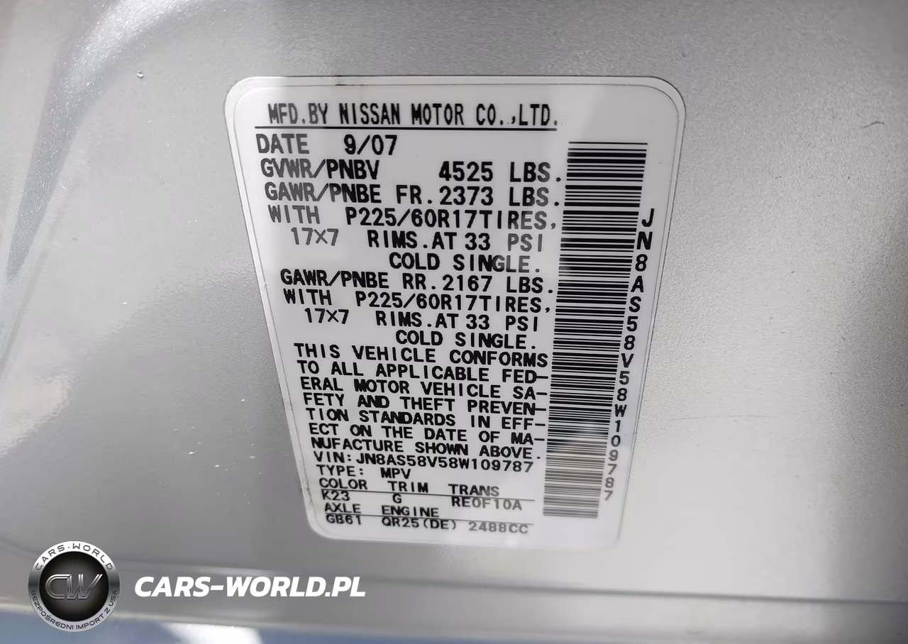 2008 Nissan Rogue Sl VIN:JN8AS58V58W109787 - 9