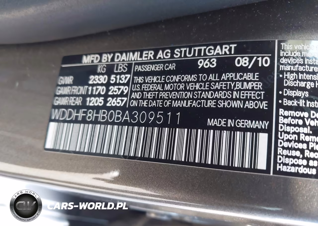 2011 Mercedes-Benz E 350 4Matic VIN:WDDHF8HB0BA309511 - 9