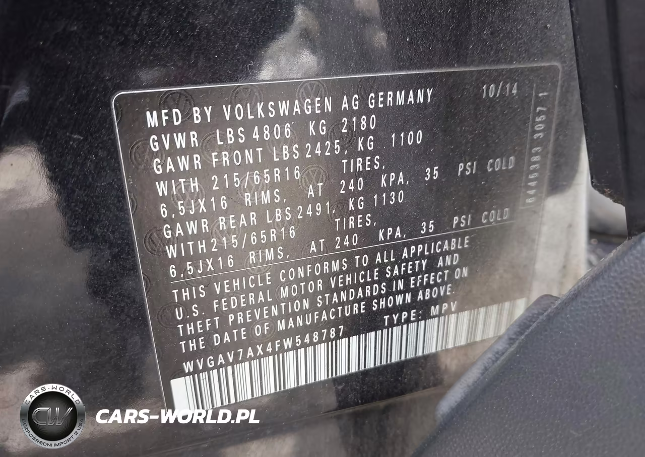 2015 Volkswagen Tiguan S VIN:WVGAV7AX4FW548787 - 9