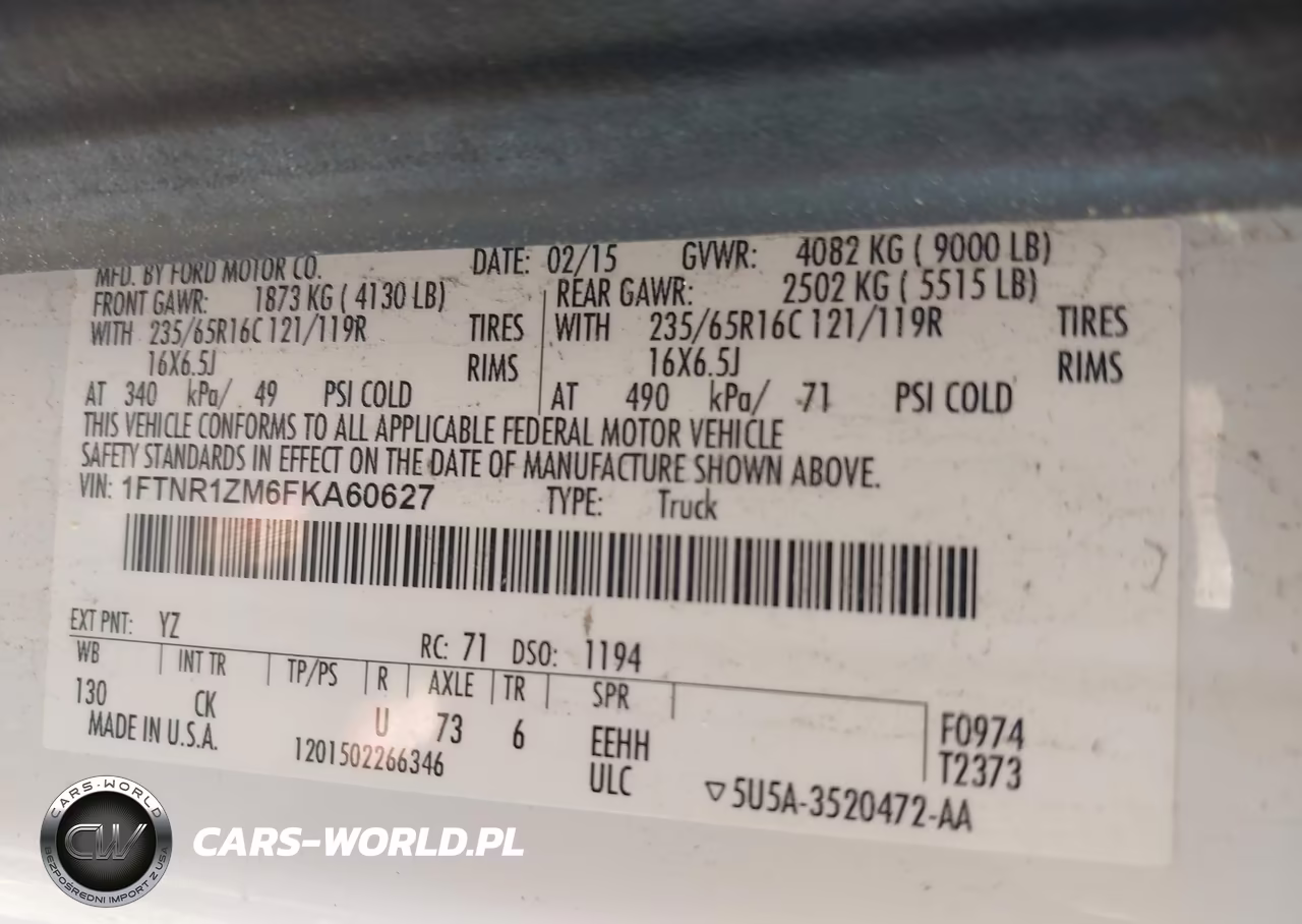 2015 Ford Transit-250 VIN:1FTNR1ZM6FKA60627 - 9
