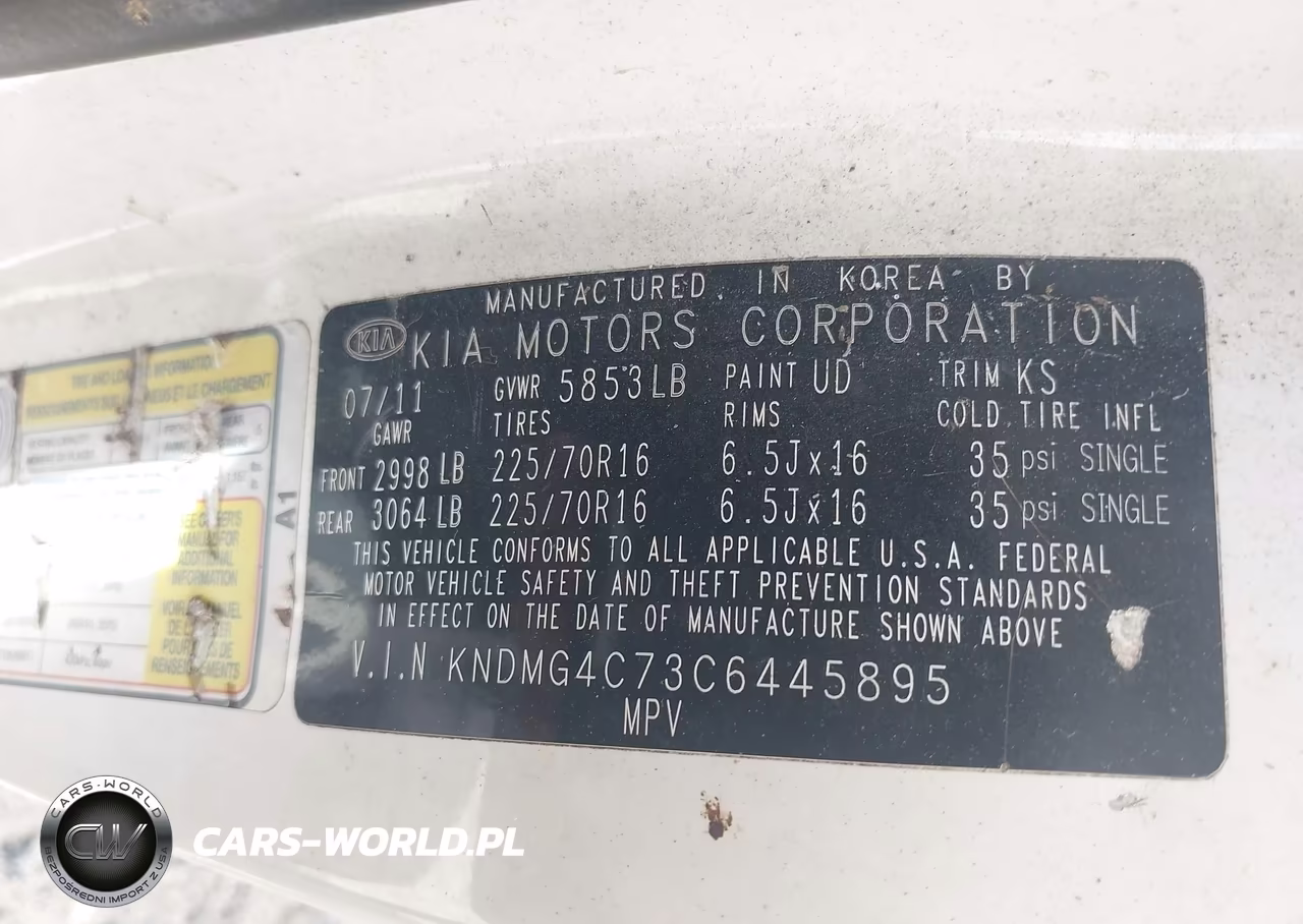 2012 Kia Sedona Lx VIN:KNDMG4C73C6445895 - 9