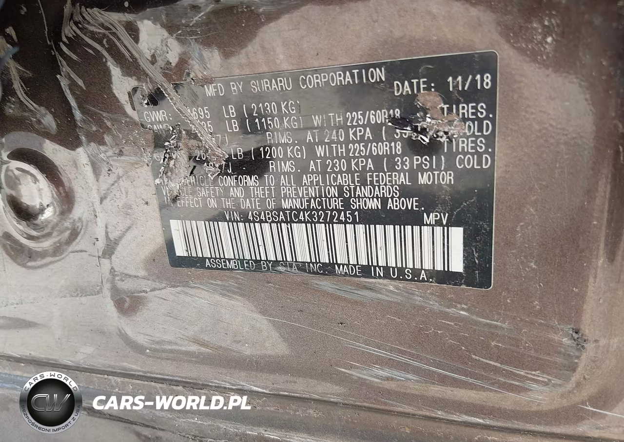 2019 Subaru Outback 2.5I Touring VIN:4S4BSATC4K3272451 - 9