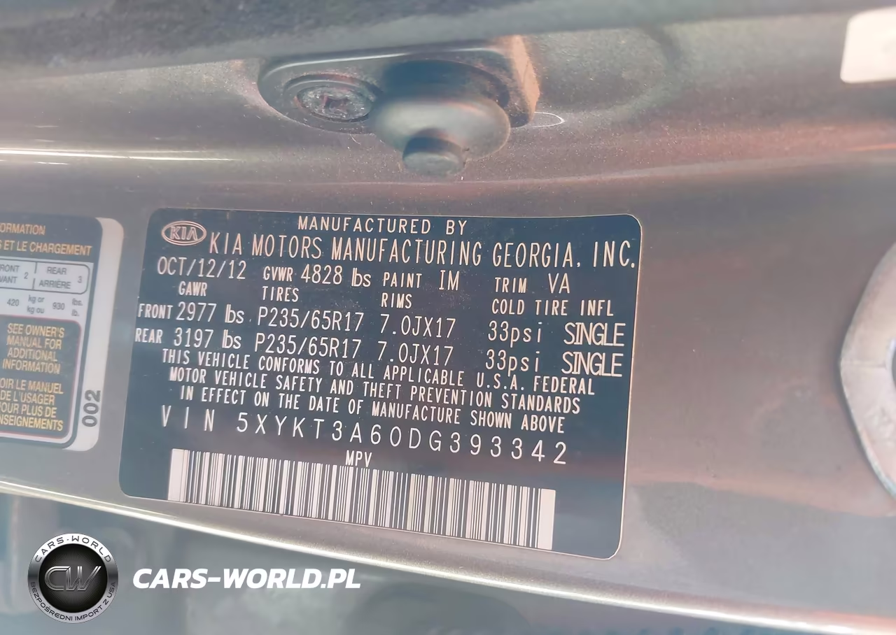 2013 Kia Sorento Lx VIN:5XYKT3A60DG393342 - 9
