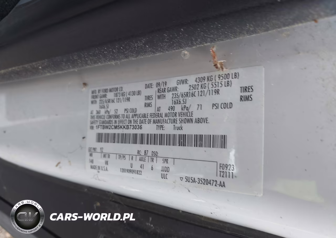 2019 Ford Transit-350 VIN:1FTBW2CM5KKB73036 - 9