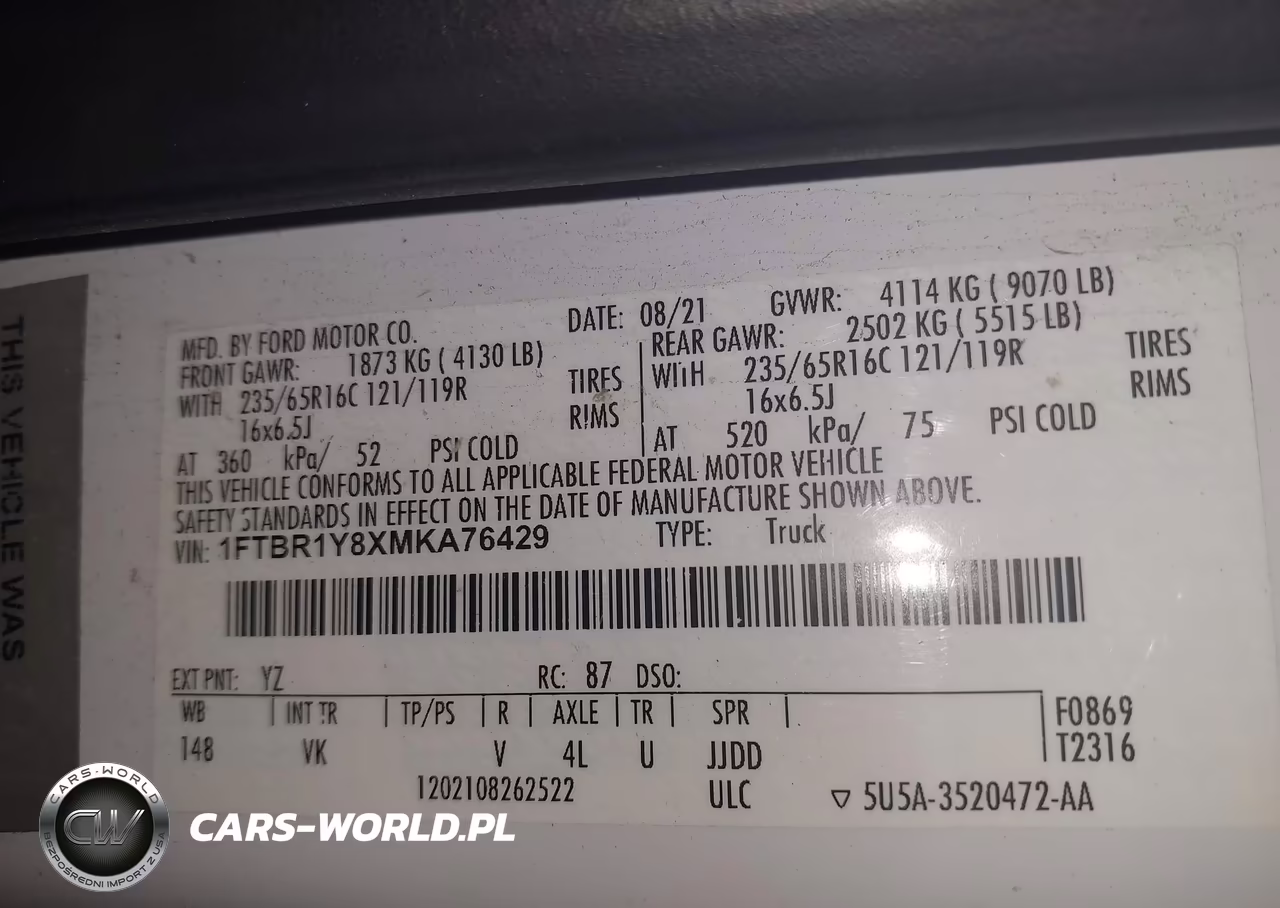 2021 Ford Transit-250 VIN:1FTBR1Y8XMKA76429 - 9