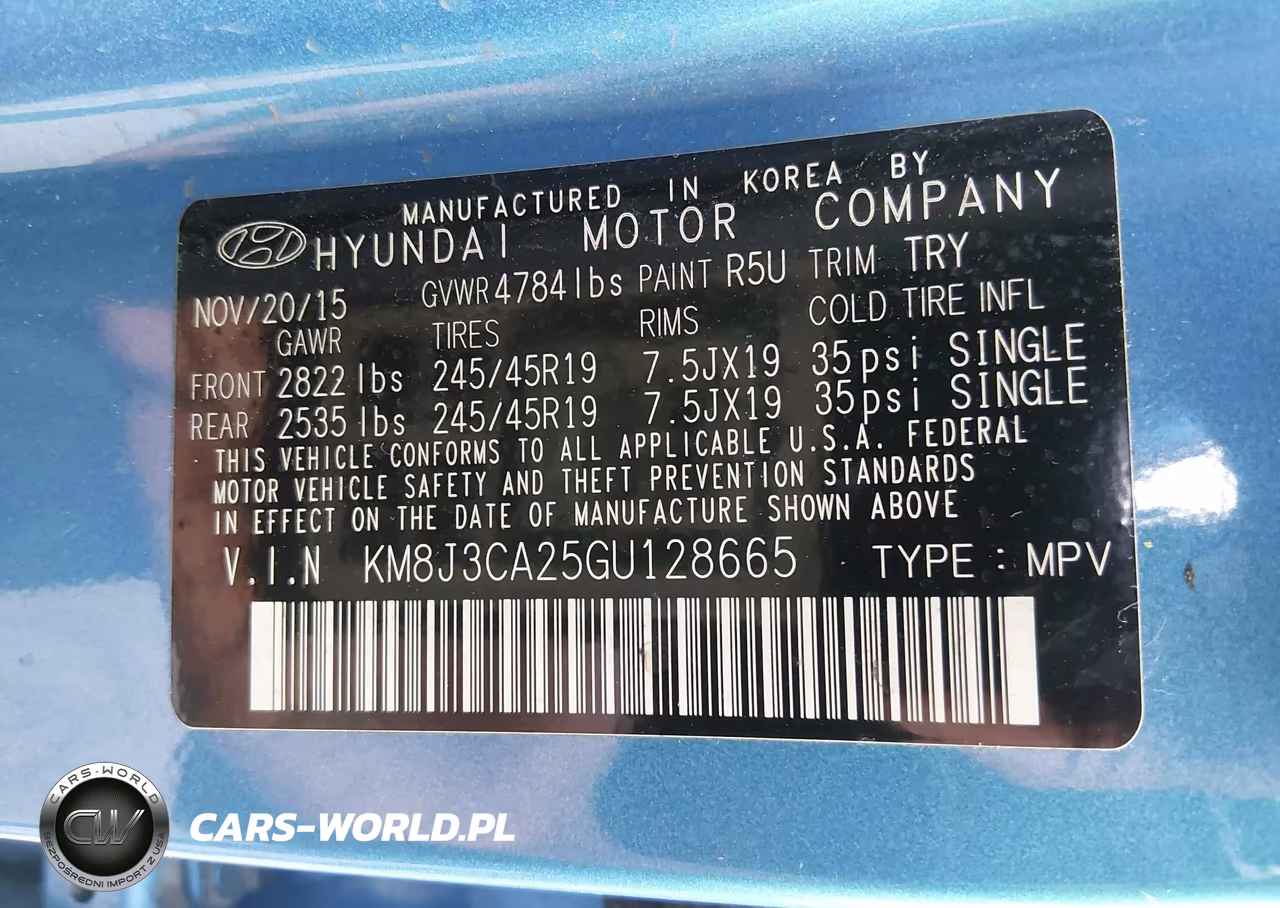 2016 Hyundai Tucson Sport VIN:KM8J3CA25GU128665 - 9