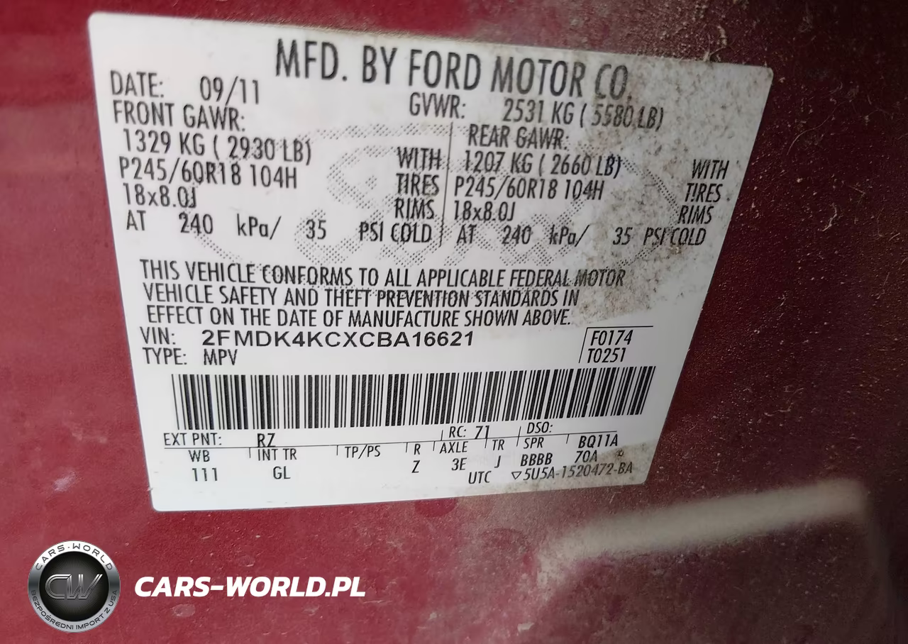 2012 Ford Edge Limited VIN:2FMDK4KCXCBA16621 - 9