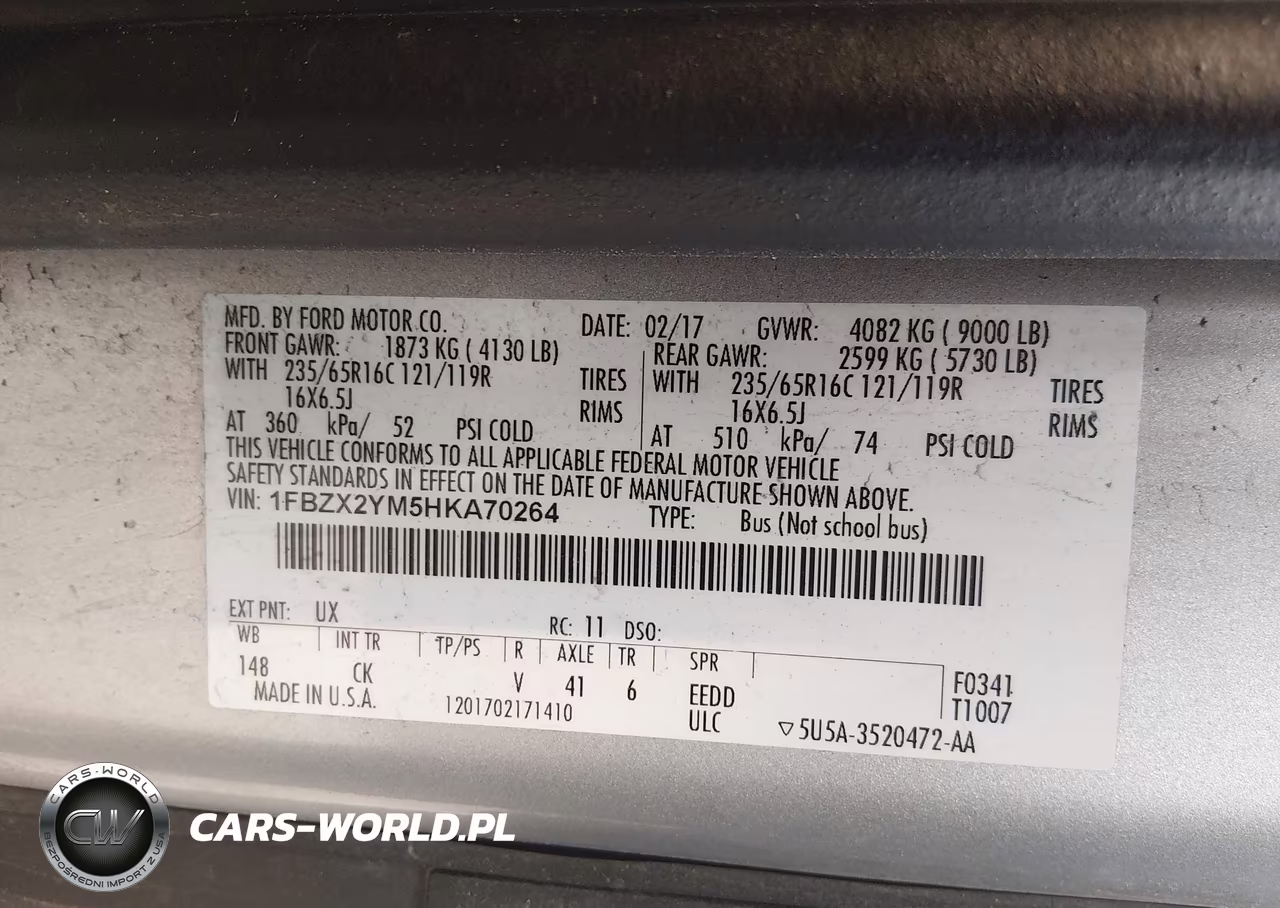 2017 Ford Transit-350 Xl-Xlt VIN:1FBZX2YM5HKA70264 - 9