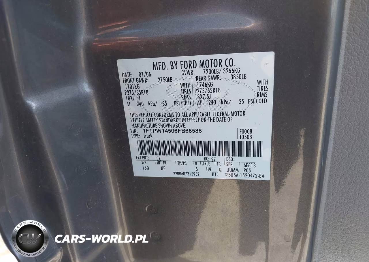 2006 Ford F-150 Fx4-Lariat-Xlt VIN:1FTPW14506FB68588 - 9