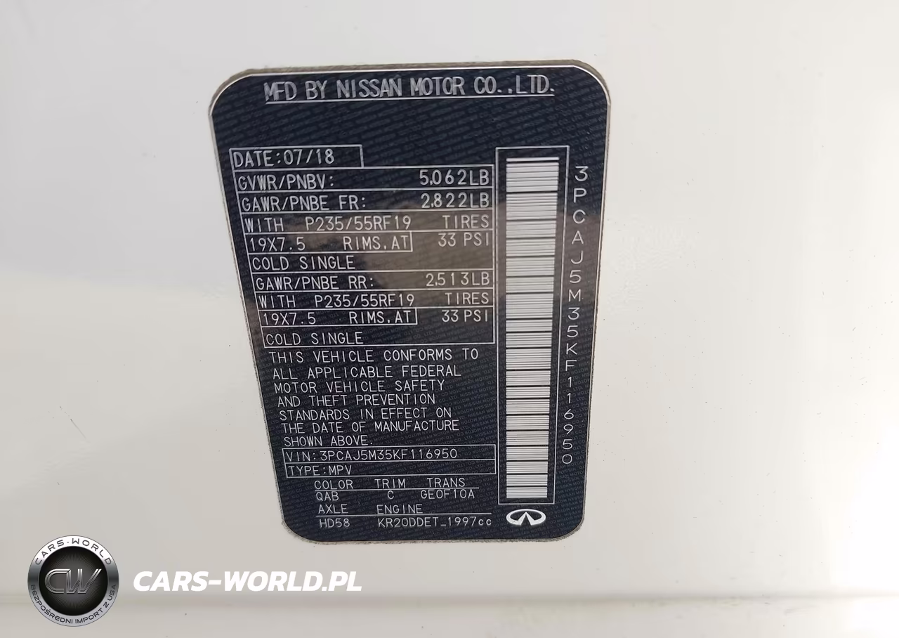 2019 Infiniti Qx50 Essential VIN:3PCAJ5M35KF116950 - 9