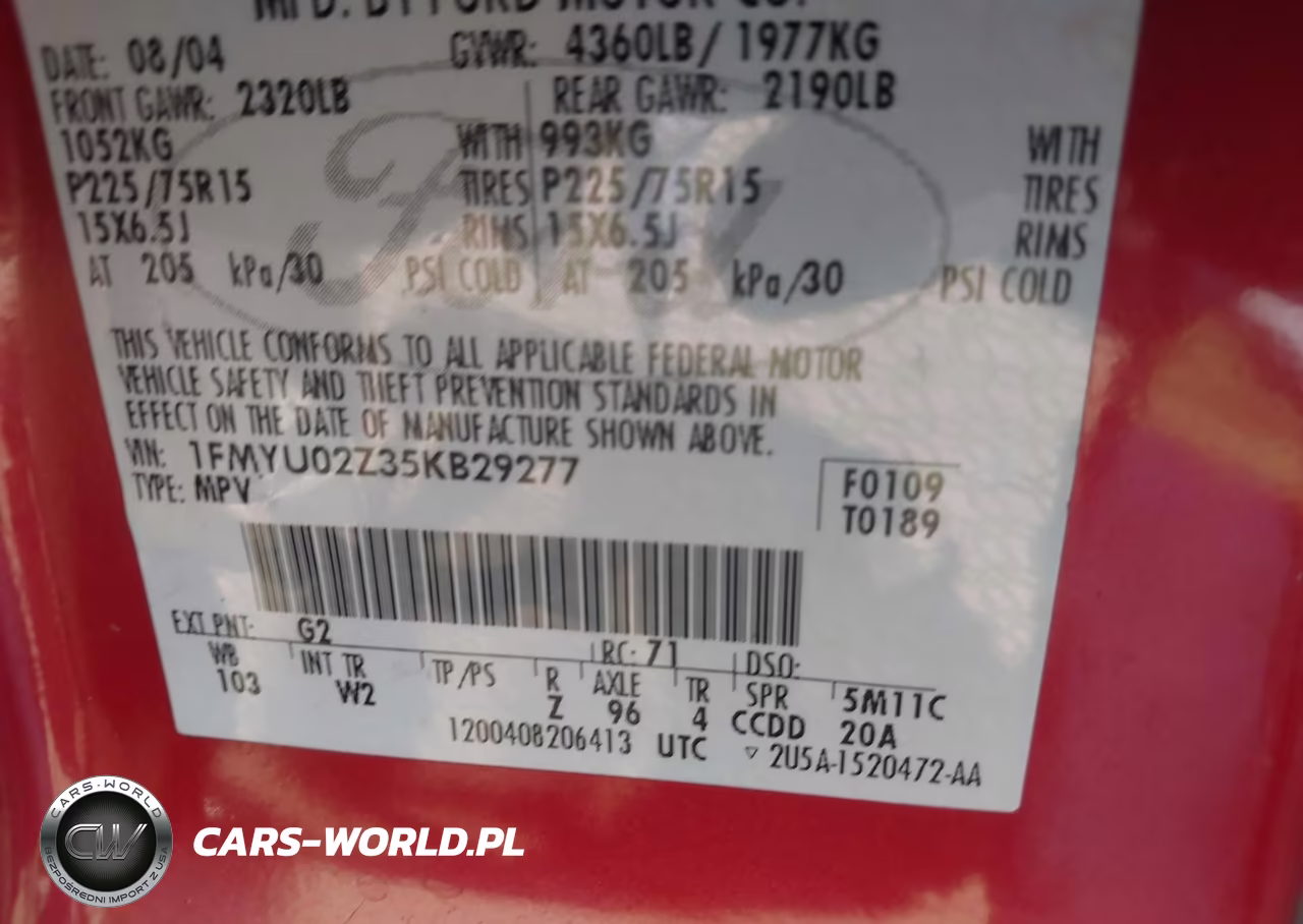 2005 Ford Escape Xls VIN:1FMYU02Z35KB29277 - 9
