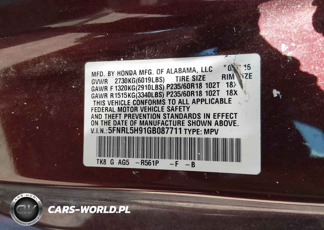2016 Honda Odyssey Touring-Touring Elite VIN:5FNRL5H91GB087711 - 9