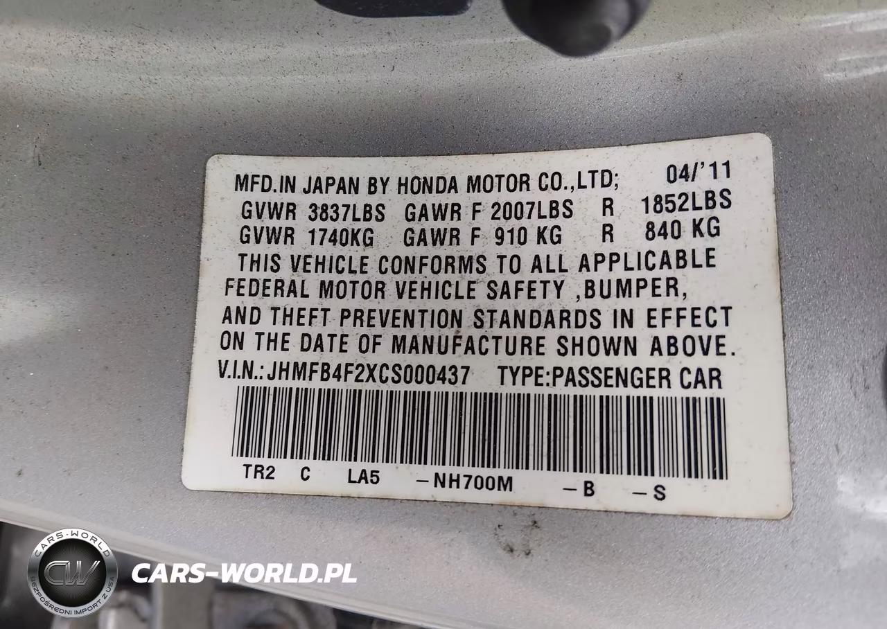 2012 Honda Civic Hybrid VIN:JHMFB4F2XCS000437 - 9