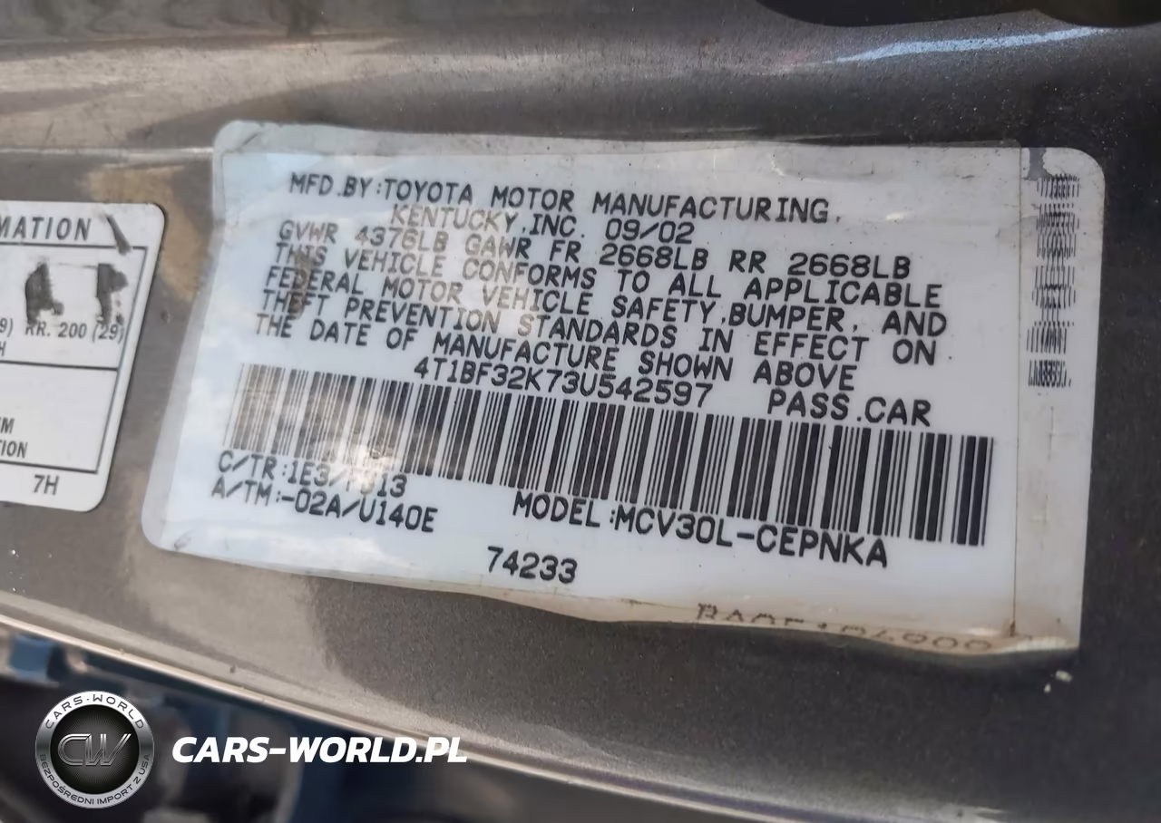 2003 Toyota Camry Le V6 VIN:4T1BF32K73U542597 - 9