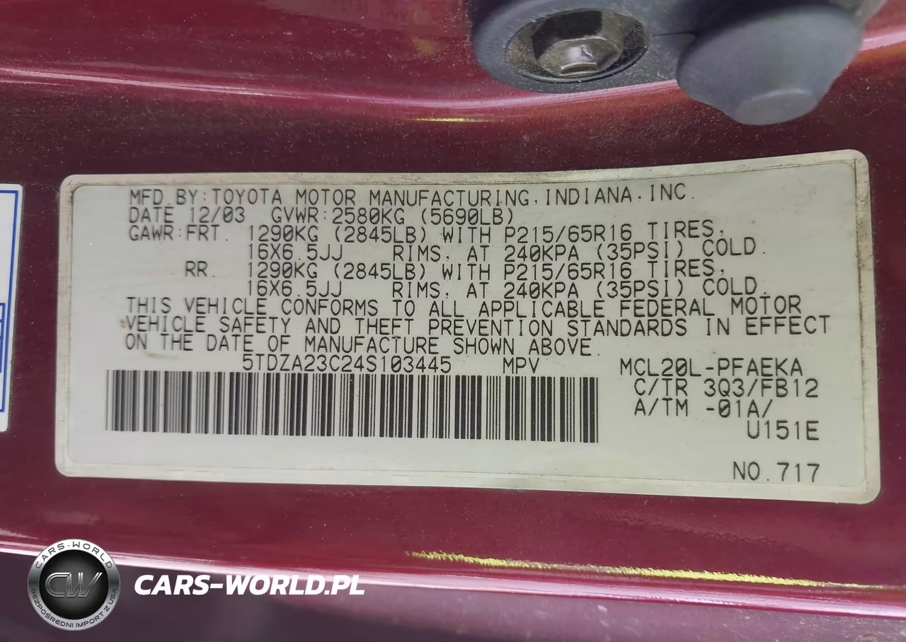 2004 Toyota Sienna Le VIN:5TDZA23C24S103445 - 9