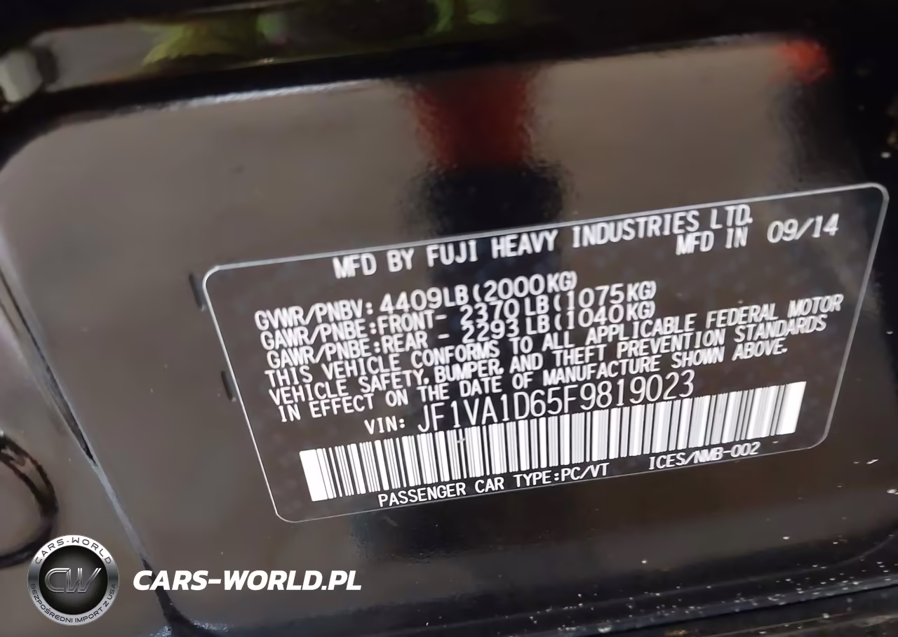 2015 Subaru Wrx Premium VIN:JF1VA1D65F9819023 - 9