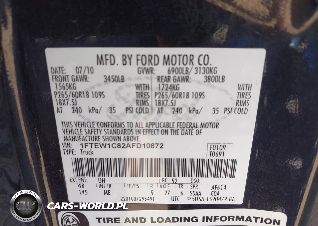 2010 Ford F-150 Fx2 Sport-Xl-Xlt VIN:1FTEW1C82AFD10872 - 9
