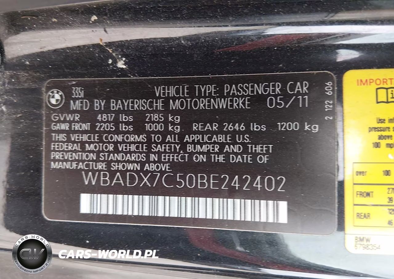 2011 BMW 335I VIN:WBADX7C50BE242402 - 9