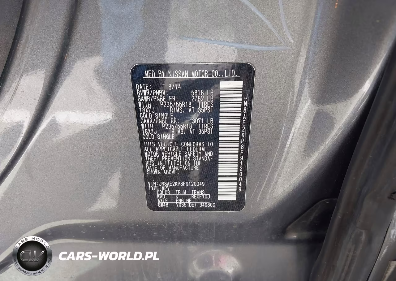 2015 Nissan Quest Platinum VIN:JN8AE2KP8F9120049 - 9