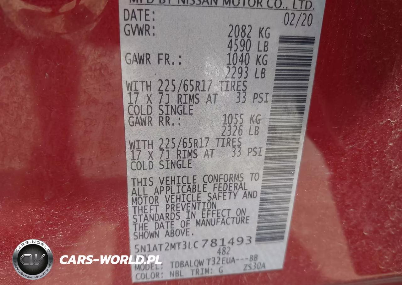 2020 Nissan Rogue Sv Fwd VIN:5N1AT2MT3LC781493 - 9