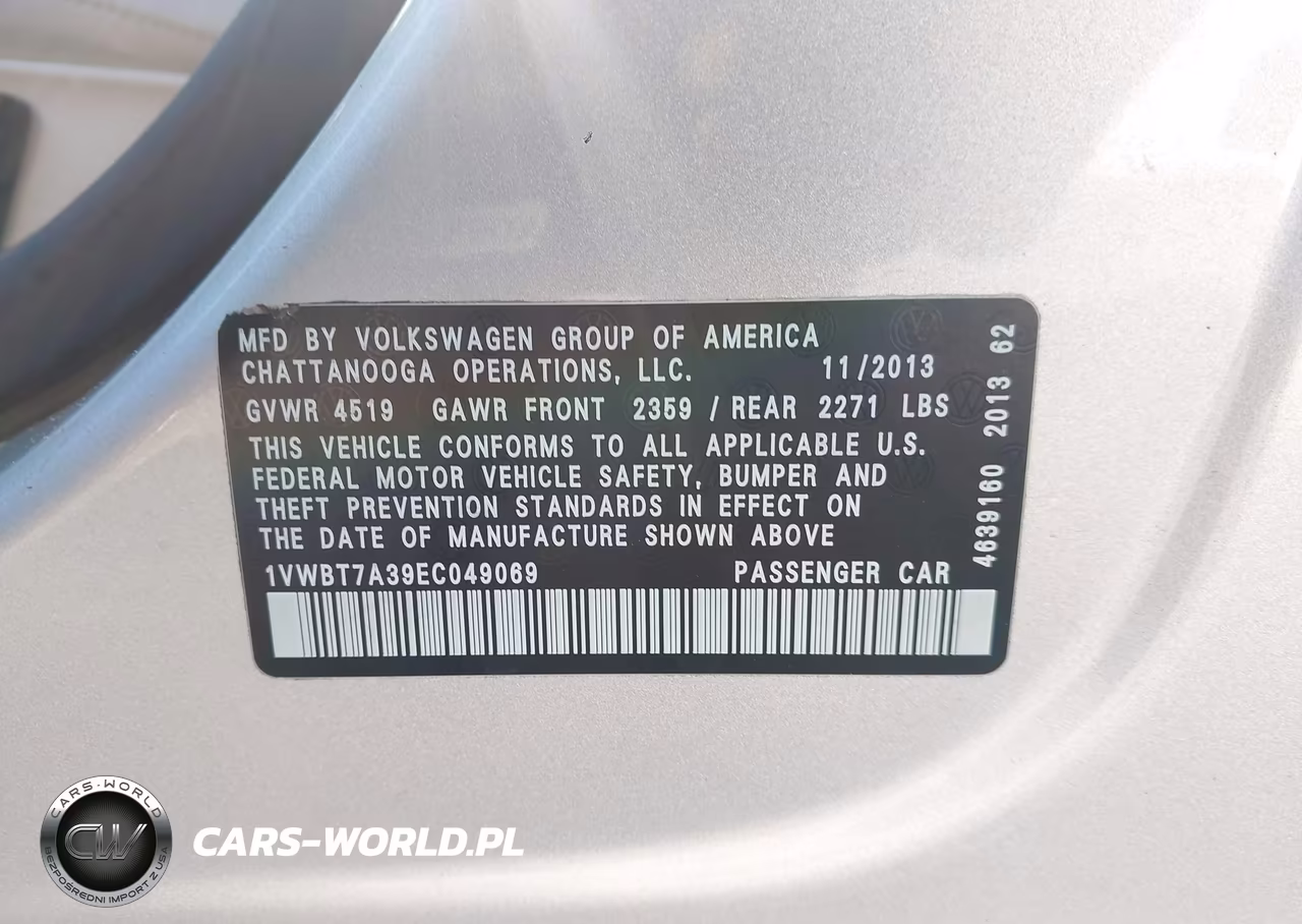 2014 Volkswagen Passat 1.8T Se VIN:1VWBT7A39EC049069 - 9