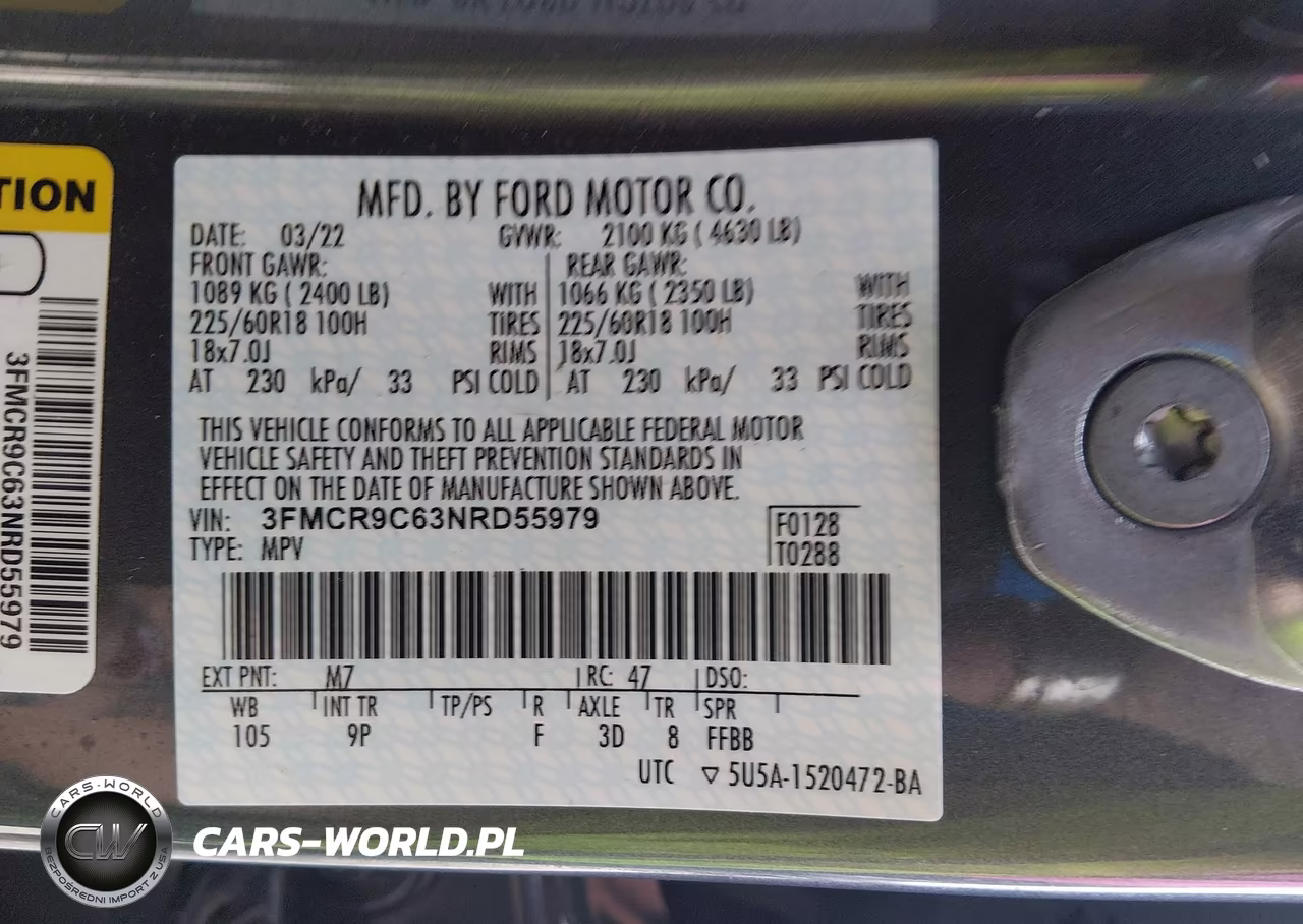 2022 Ford Bronco Sport Outer Banks VIN:3FMCR9C63NRD55979 - 9