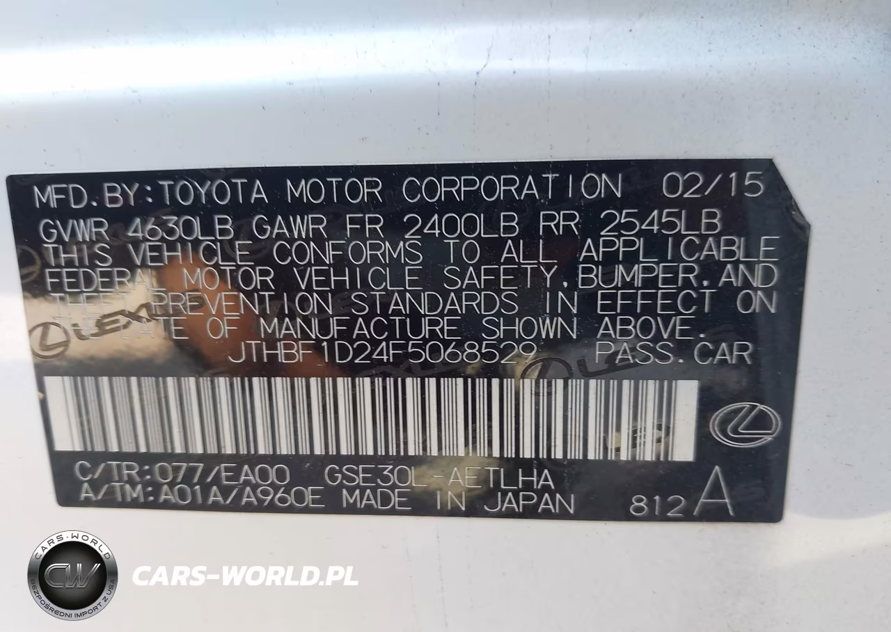 2015 Lexus Is 250 VIN:JTHBF1D24F5068529 - 9