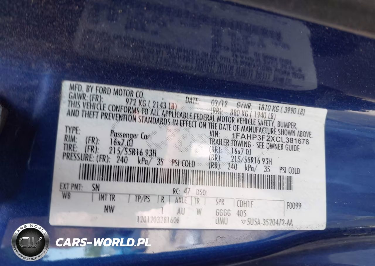 2012 Ford Focus Se VIN:1FAHP3F2XCL381678 - 9