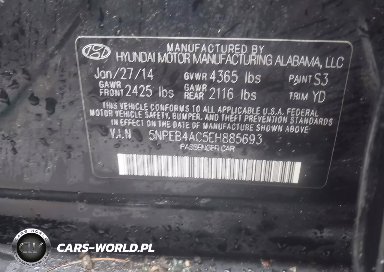 2014 Hyundai Sonata Gls VIN:5NPEB4AC5EH885693 - 8