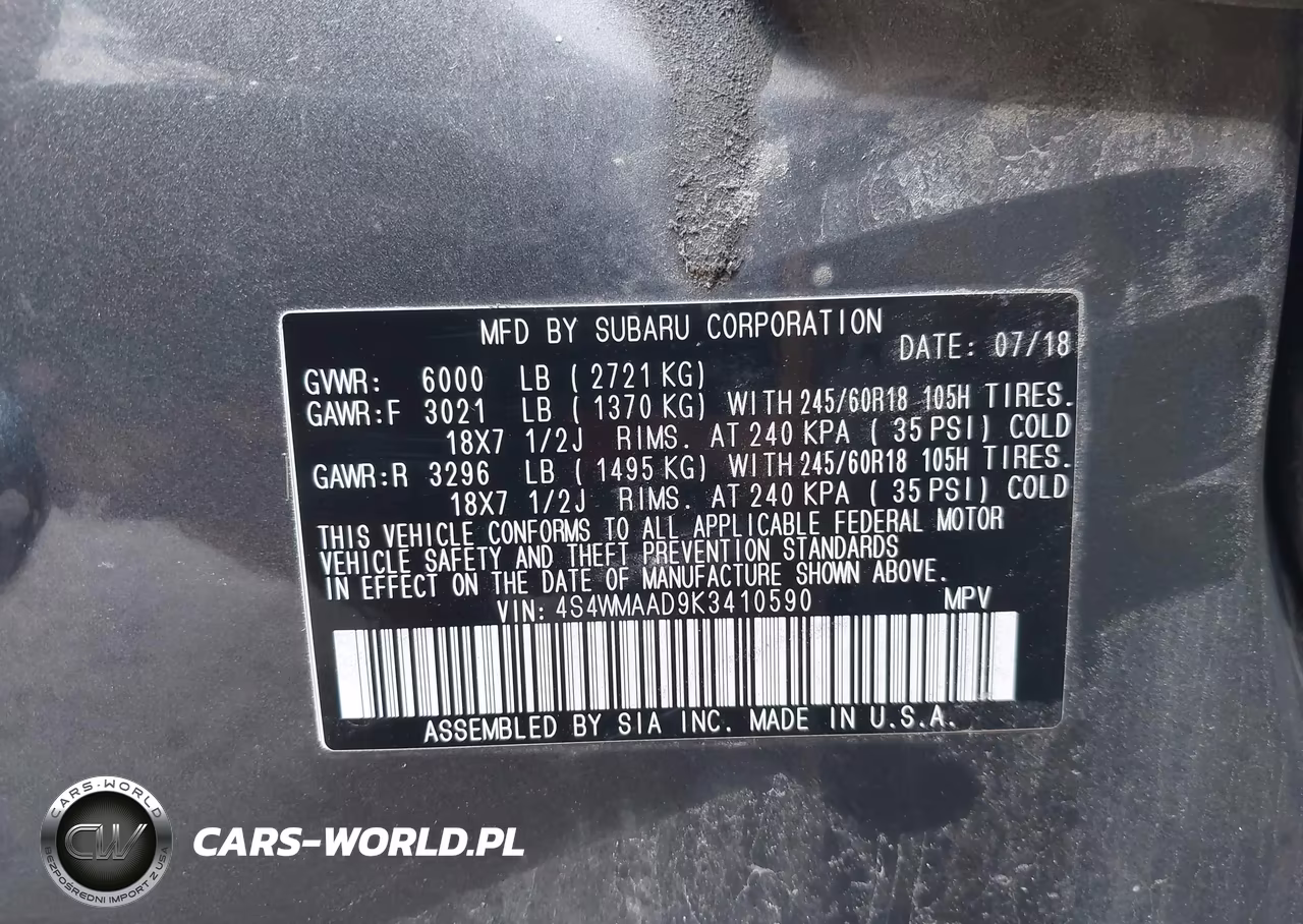 2019 Subaru Ascent VIN:4S4WMAAD9K3410590 - 9