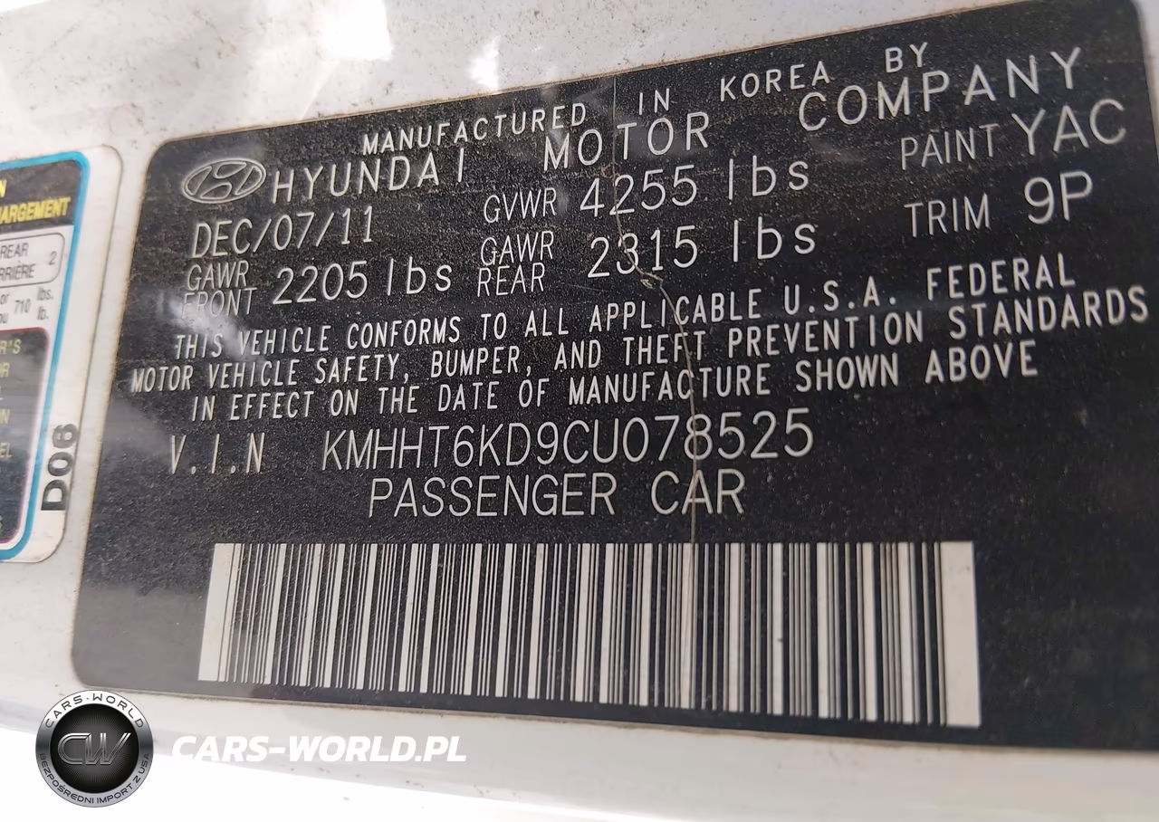 2012 Hyundai Genesis 2.0T VIN:KMHHT6KD9CU078525 - 9