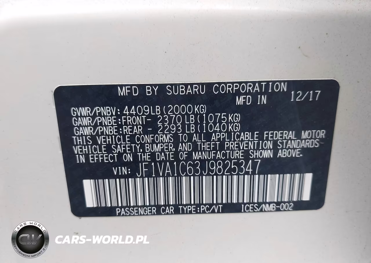 2018 Subaru Wrx Premium VIN:JF1VA1C63J9825347 - 9
