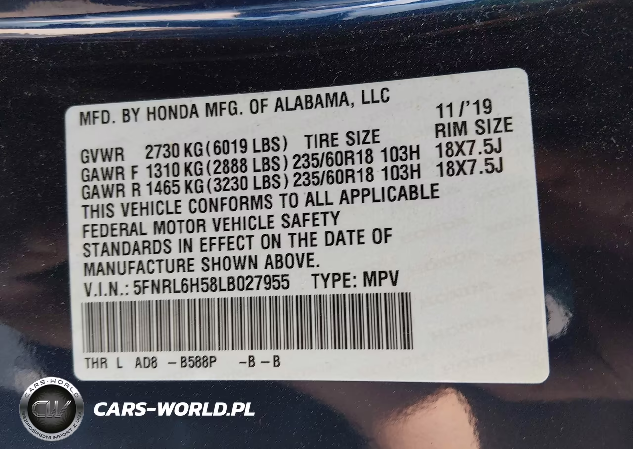 2020 Honda Odyssey Ex VIN:5FNRL6H58LB027955 - 9