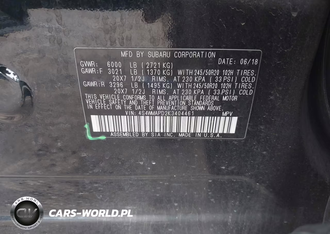 2019 Subaru Ascent Limited VIN:4S4WMAPD2K3404461 - 9